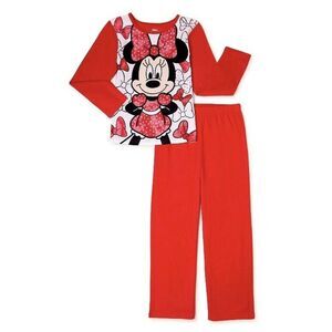 Disney Minnie Mouse Girls Pajamas XS 4/5 2-Pc Set Gift Red NWT FLANNEL